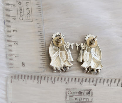 Silver matte finish Radhe-krishna earrings dj-27485