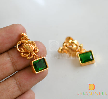 Gold tone bottle green block stone swan sufi necklace set dj-38197