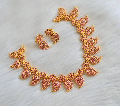 Gold tone cz-ruby mango necklace set dj-03454
