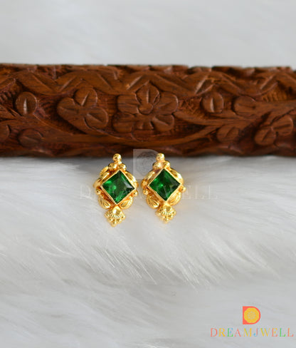 Gold tone bottle green stone stud/earrings dj-38231