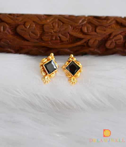 Gold tone black stone stud/earrings dj-38233
