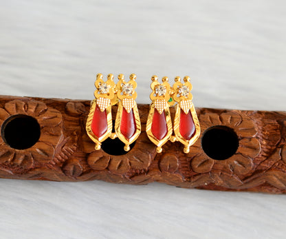 Gold tone Red Nagapadam Stud/Earrings DJ19514