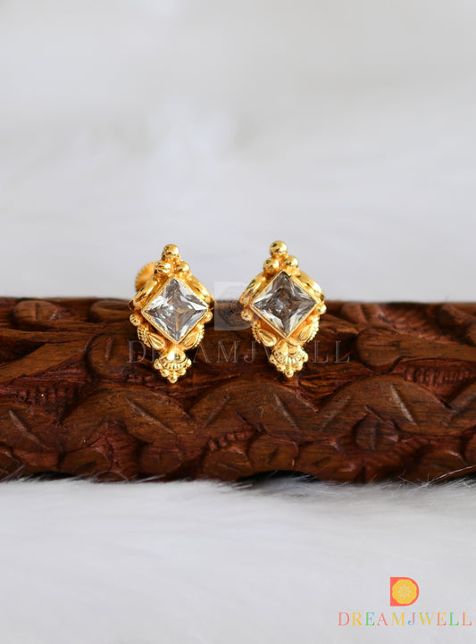 Gold tone white stone stud/earrings dj-38234