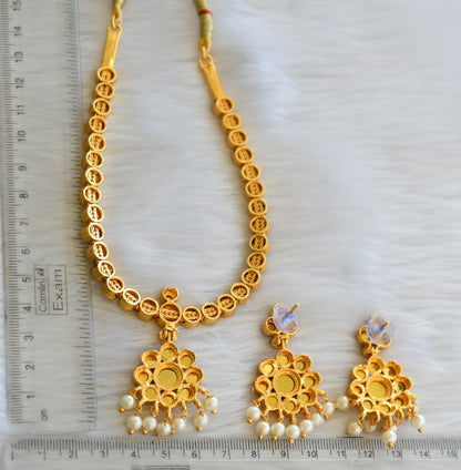 Gold tone kemp-green flower temple necklace set dj-14225