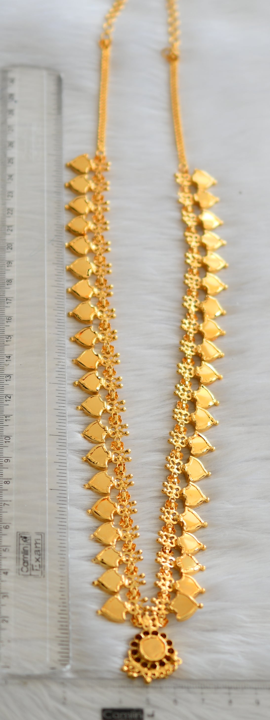 Gold tone Kerala style blue palakka haar dj-21865