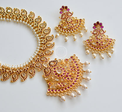 Gold tone kemp mango designer necklace set dj-21721