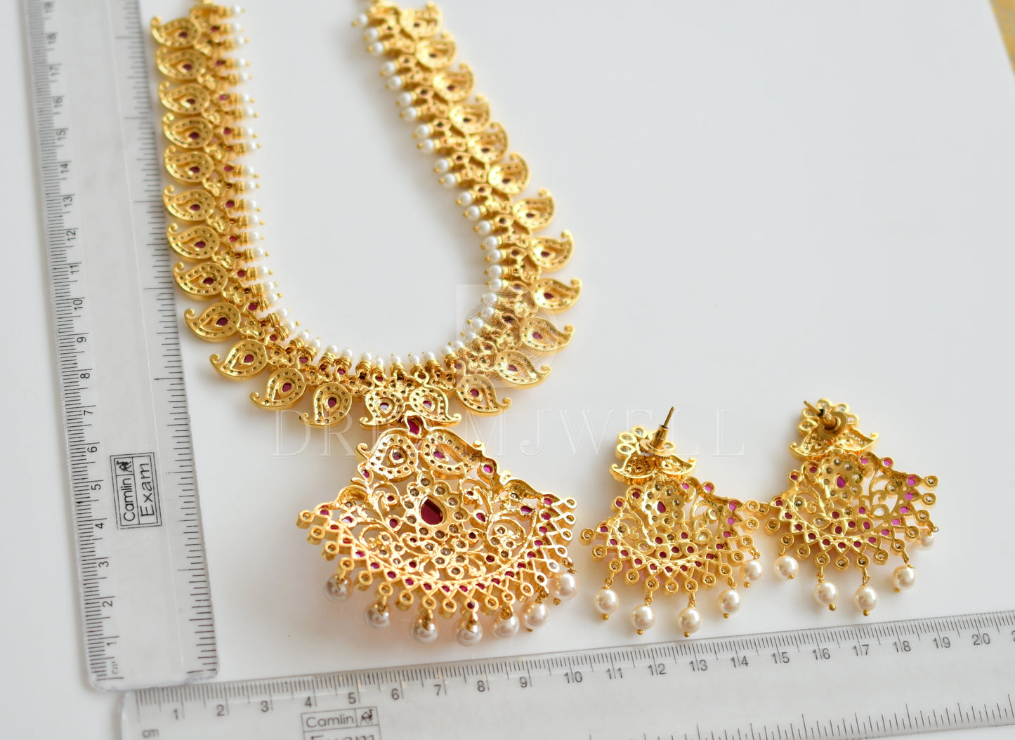 Gold tone kemp-white mango designer necklace set dj-21720
