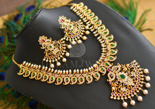 Gold Tone Kemp-emerald Mango Designer Necklace Set dj-21722