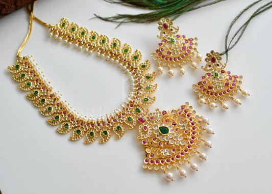 Gold Tone Kemp-emerald Mango Designer Necklace Set dj-21722