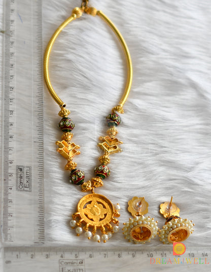 Gold tone handmade kemp-green necklace set dj-15930