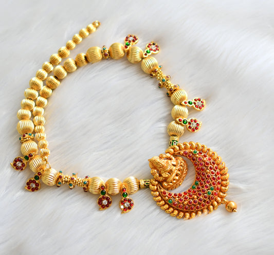 Gold tone handmade bali Lakshmi mango beaded necklace dj-02909