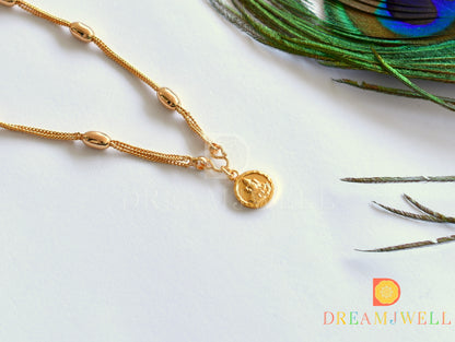Gold tone Lakshmi pendant with chain dj-35995