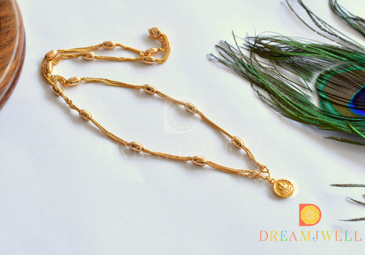 Gold tone Lakshmi pendant with chain dj-35995