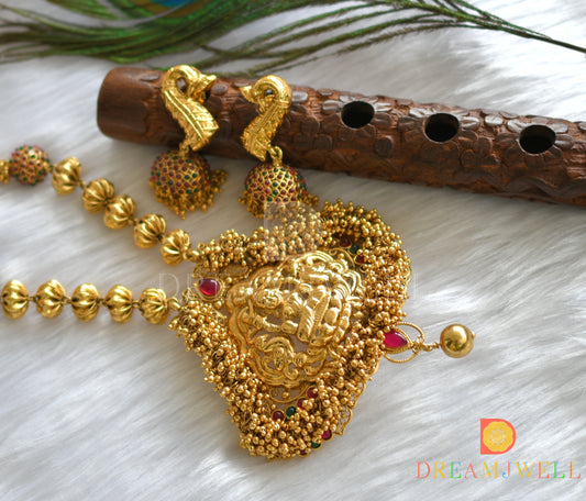 Antique kemp-green Lakshmi-Peacock gold cluster haar set dj-37461