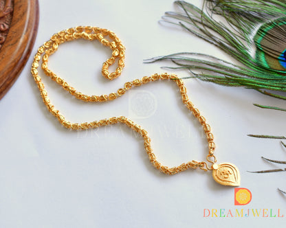 Gold tone om pendant with chain dj-35996