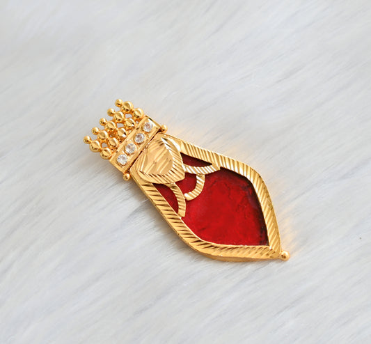 Gold tone red nagapadam Kerala style pendant dj-40483