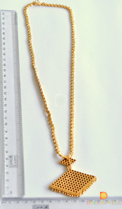 Gold tone white stone pendant with chain dj-35997