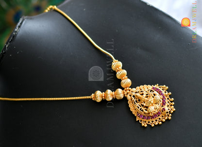 Gold tone ruby stone Lakshmi kodi necklace  dj-37283