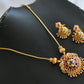 Gold tone ruby-green peacock necklace set  dj-30707
