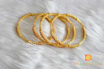 Gold plated cz ruby-white set of 4 bangles (2.6) dj-09605