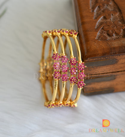 Gold Tone Pink nakshatra Set Of 4 Bangles(2.6) dj-32125