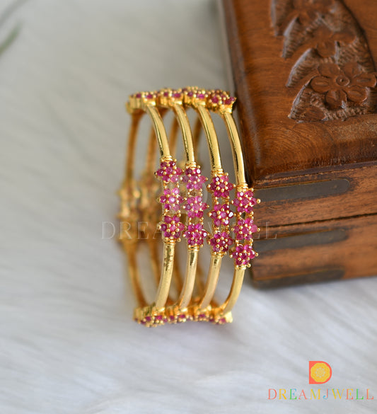 Gold Tone Ruby nakshatra Set Of 4 Bangles (2.4) dj-32124