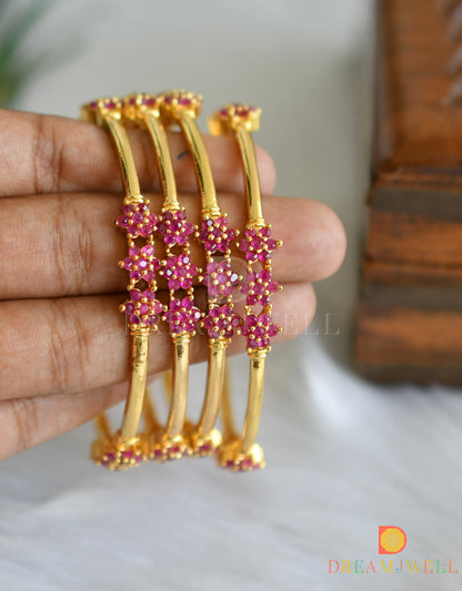 Gold Tone Pink nakshatra Set Of 4 Bangles(2.6) dj-32125