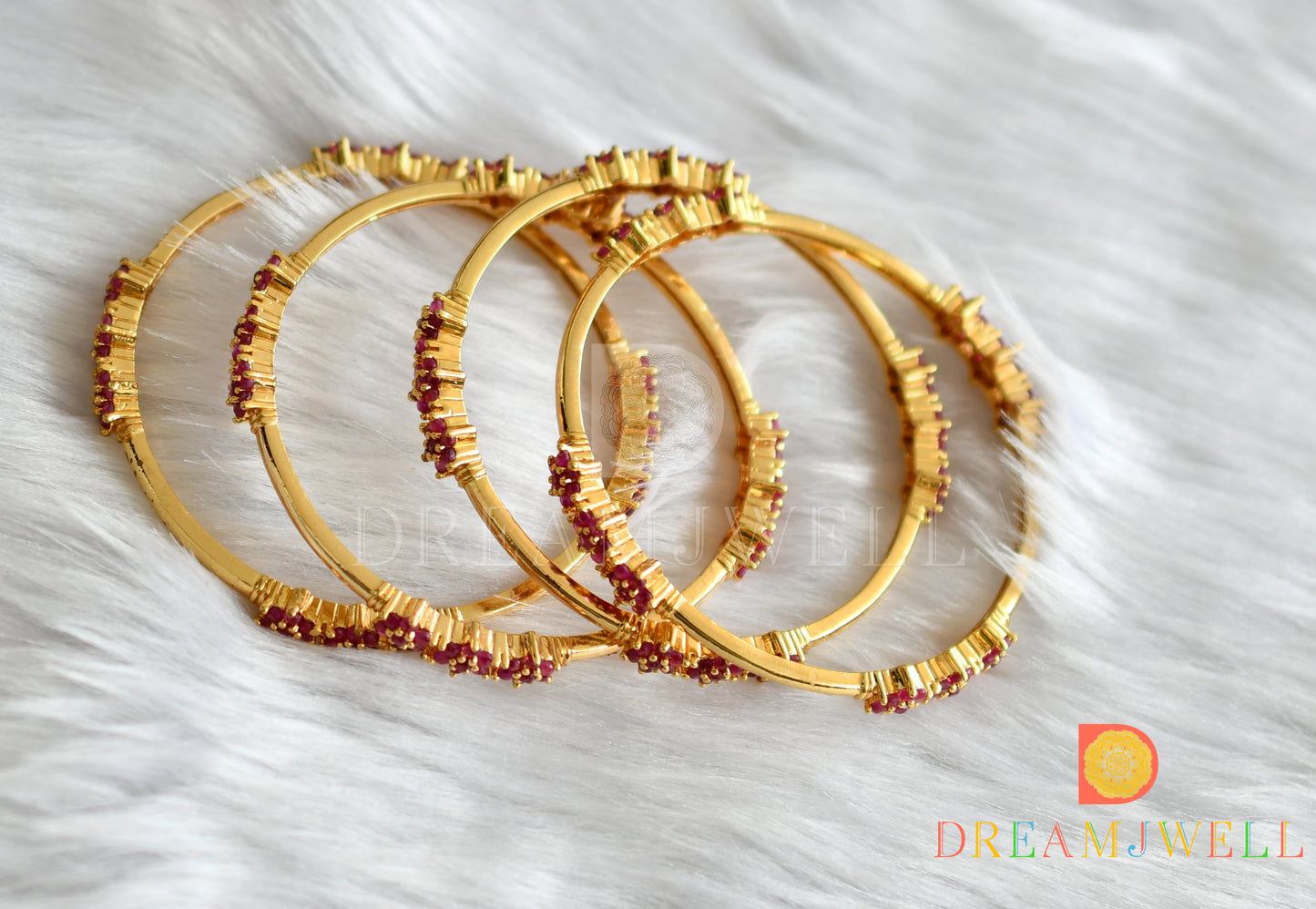 Gold Tone Ruby nakshatra Set Of 4 Bangles (2.4) dj-32124