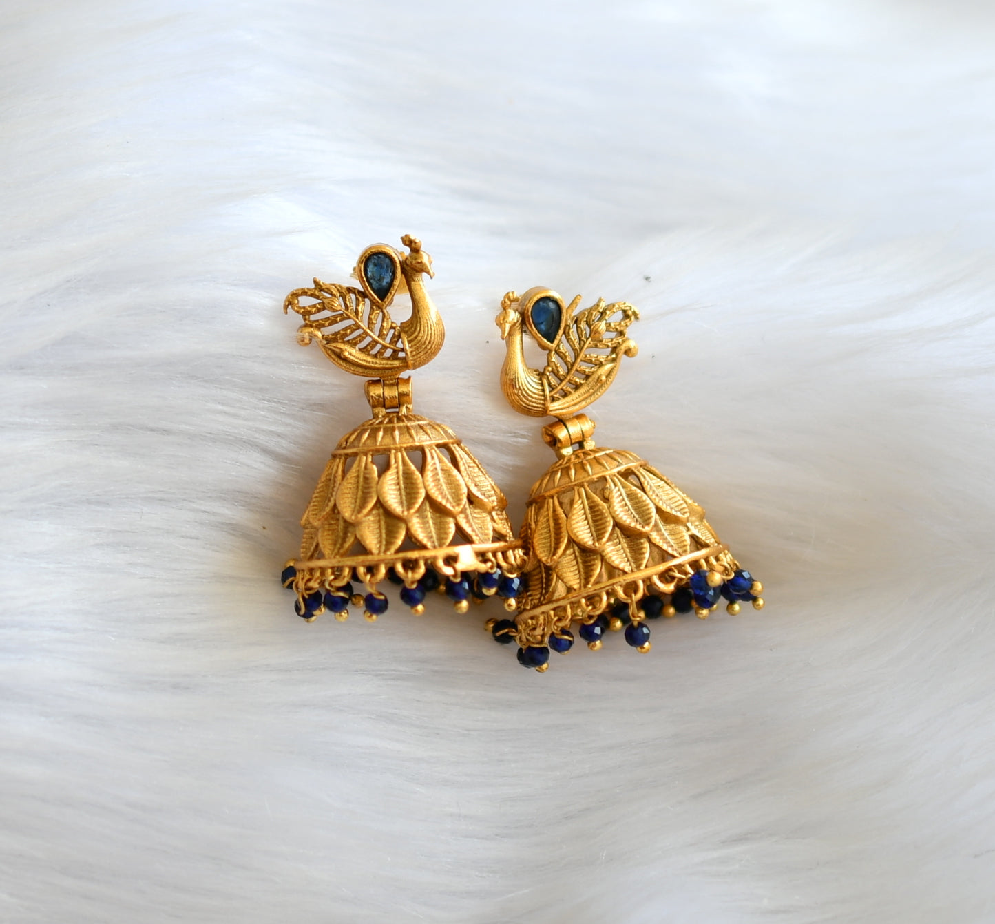 Antique gold tone blue peacock chain set dj-14807