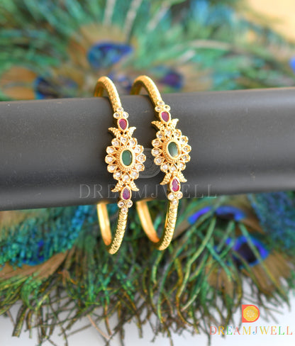 Gold tone ruby-emerald designer set of 2 Bangles(2.8) dj-35453