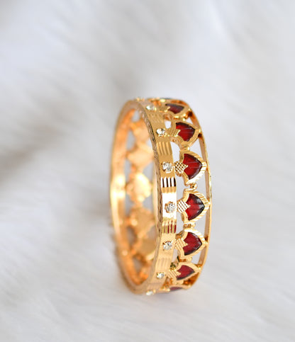 Gold tone white-red palakka Kerala style bangle dj-39764