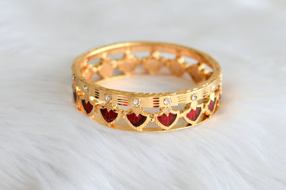 Gold tone white-red palakka Kerala style bangle dj-39764