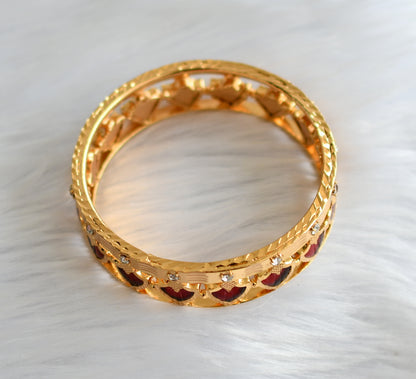 Gold tone white-red palakka Kerala style bangle dj-39764