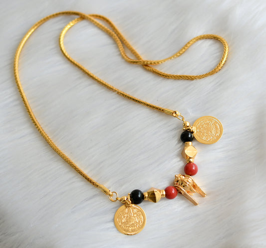 Gold tone black-coral beads Lakshmi coin Thiru mangalyam dj-40487