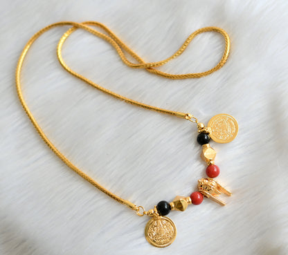 Gold tone black-coral beads Lakshmi coin Thiru mangalyam dj-40487