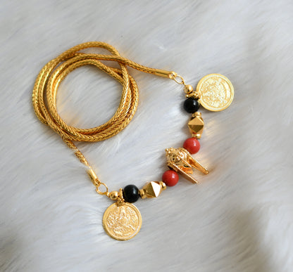 Gold tone black-coral beads Lakshmi coin Thiru mangalyam dj-40487