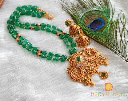 Matte finish real kemp-green onyx beaded haar set dj-19591