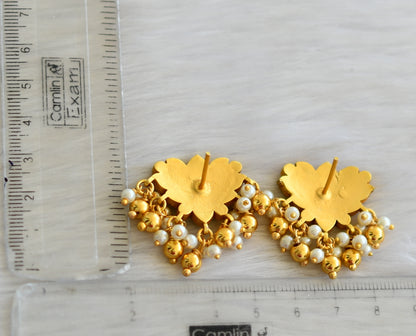 Gold tone kundan jadau navarathna stone Lotus earrings dj-41893