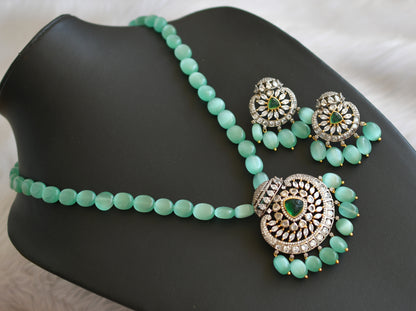 Two tone white-sea green sliced beads Victorian necklace set dj-41869