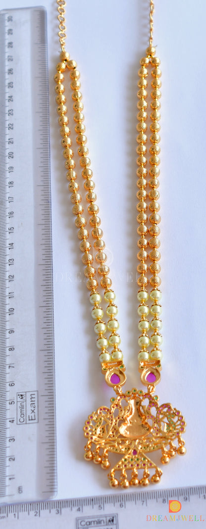 Gold tone ruby-emerald lakshmi designer chain dj-33237