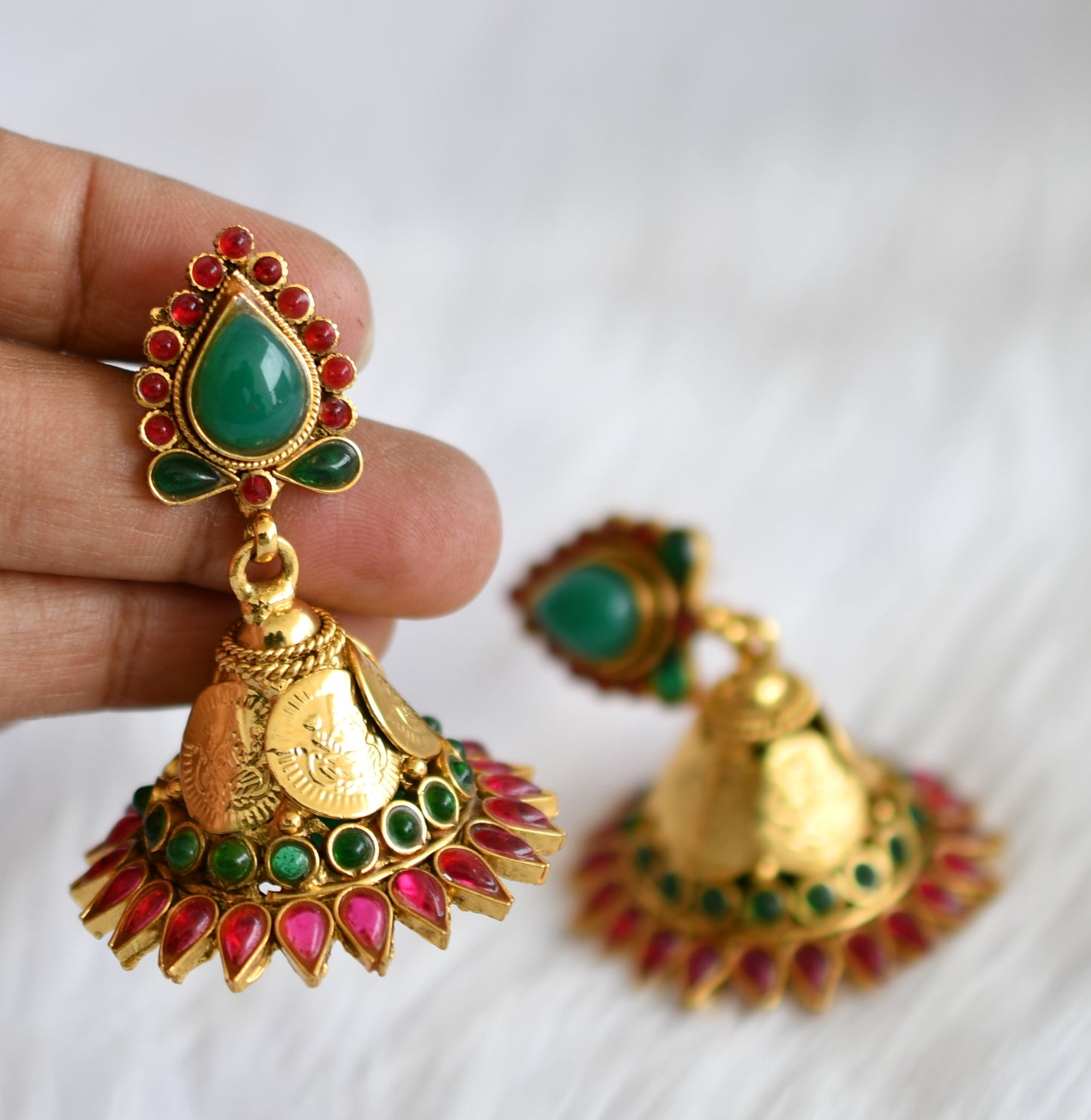 Antique kemp-green lakshmi Coin necklace set dj-02159