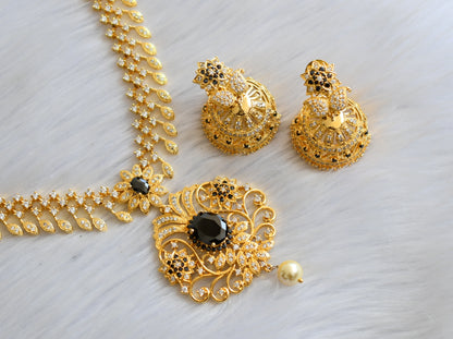 Gold tone cz-black designer necklace set dj-05657