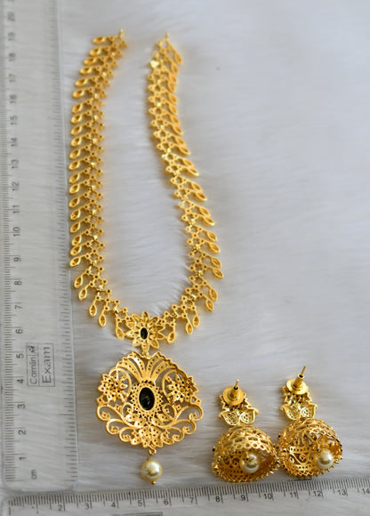 Gold tone cz-black designer necklace set dj-05657