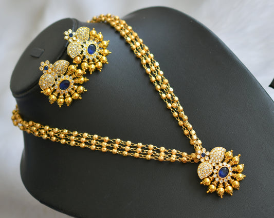Gold tone blue-white mango pendant necklace set dj-39762