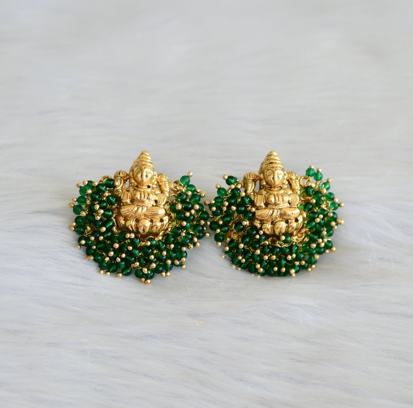 Matte finish Lakshmi green cluster earrings dj-41886