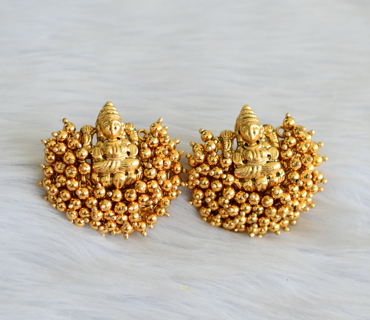 Matte finish Lakshmi gold cluster earrings dj-41887