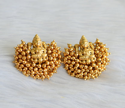 Matte finish Lakshmi gold cluster earrings dj-41887