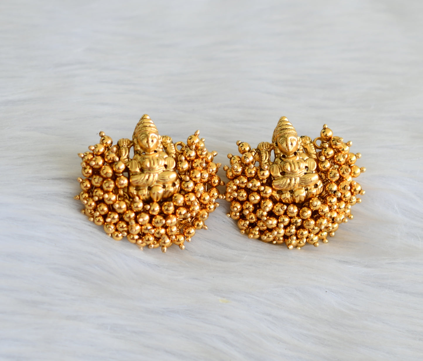 Matte finish Lakshmi gold cluster earrings dj-41887