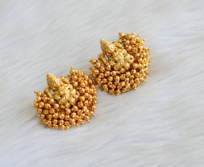 Matte finish Lakshmi gold cluster earrings dj-41887