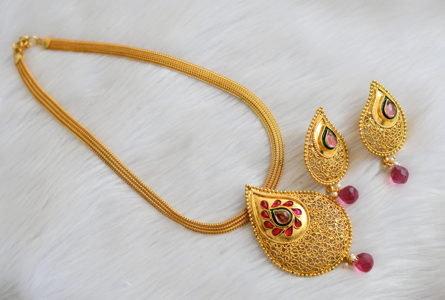 Antique gold tone kemp mango necklace set dj-13558